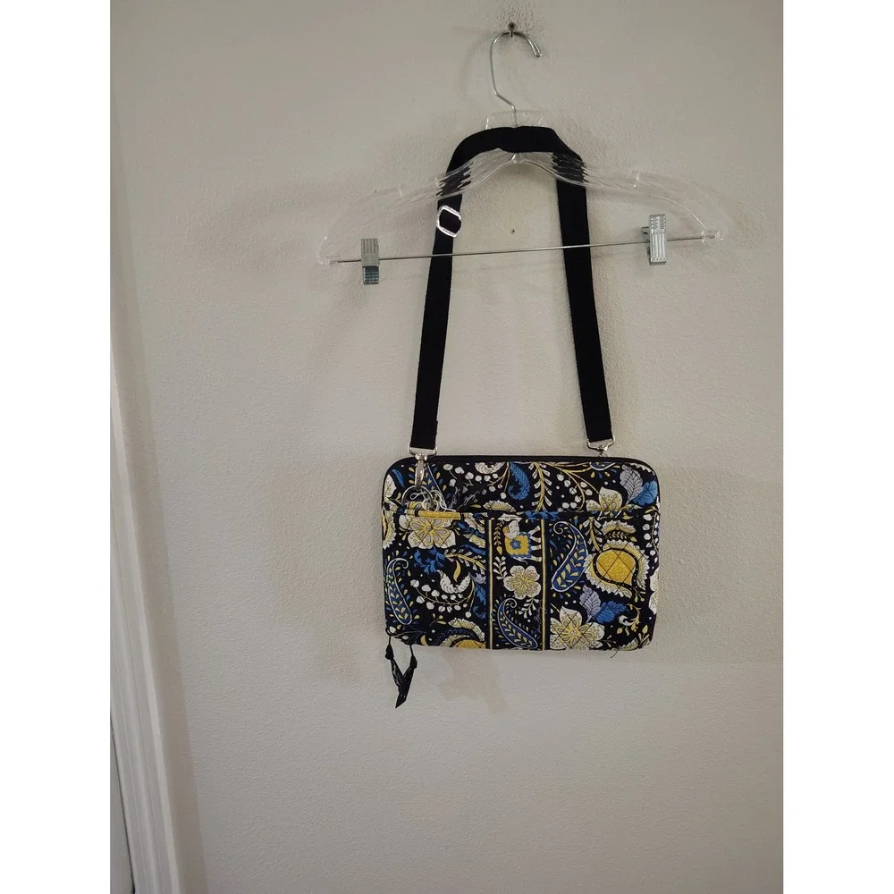 Vera Bradley Night and Day Indigo Quilted Crossbody Laptop Tablet Tech Case Bag